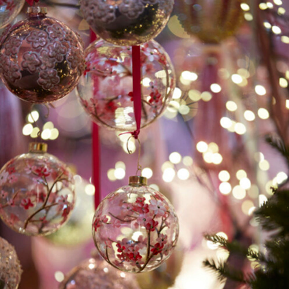 JULEKULER I GLASS D10- SETT 6 STK. - FLOWER