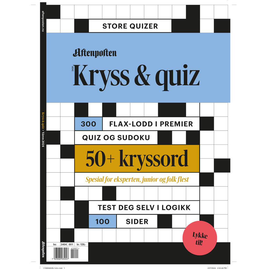 AFTENPOSTEN KRYSS & QUIZ(UTGÅTT PREMIEFRIST)