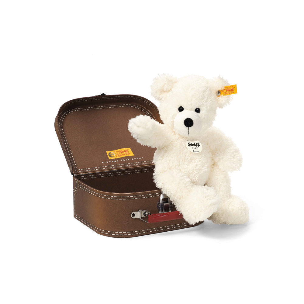 LOTTE TEDDY BEAR MED KOFFERT- HVIT 28 CM