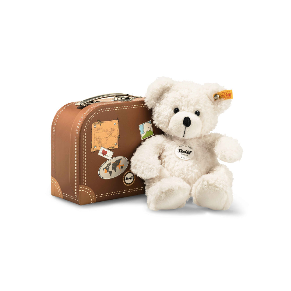 LOTTE TEDDY BEAR MED KOFFERT- HVIT 28 CM