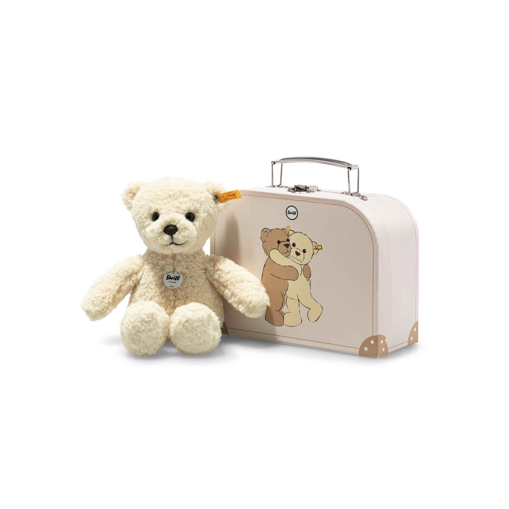 MILA TEDDY BEAR MED KOFFERT - BEIGE 21 CM