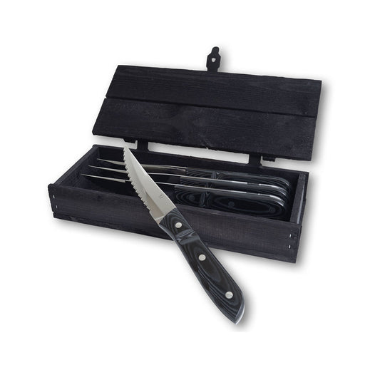 OLD FARMER MICARTA BIFFKNIV XL 4 STK. SORT/STÅL - 23,5 CM