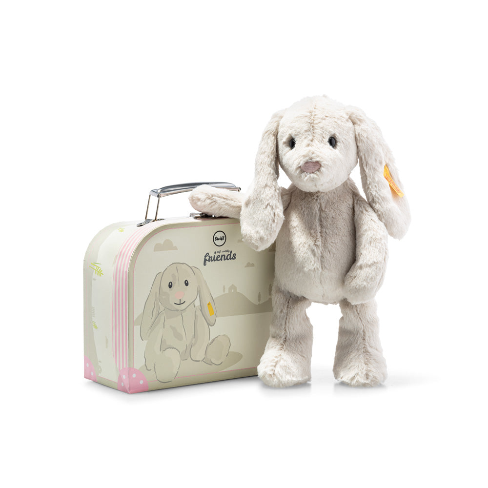 SOFT CUDDLY FRIENDS HOPPIE RABBIT MED KOFFERT - LYSEGRÅ