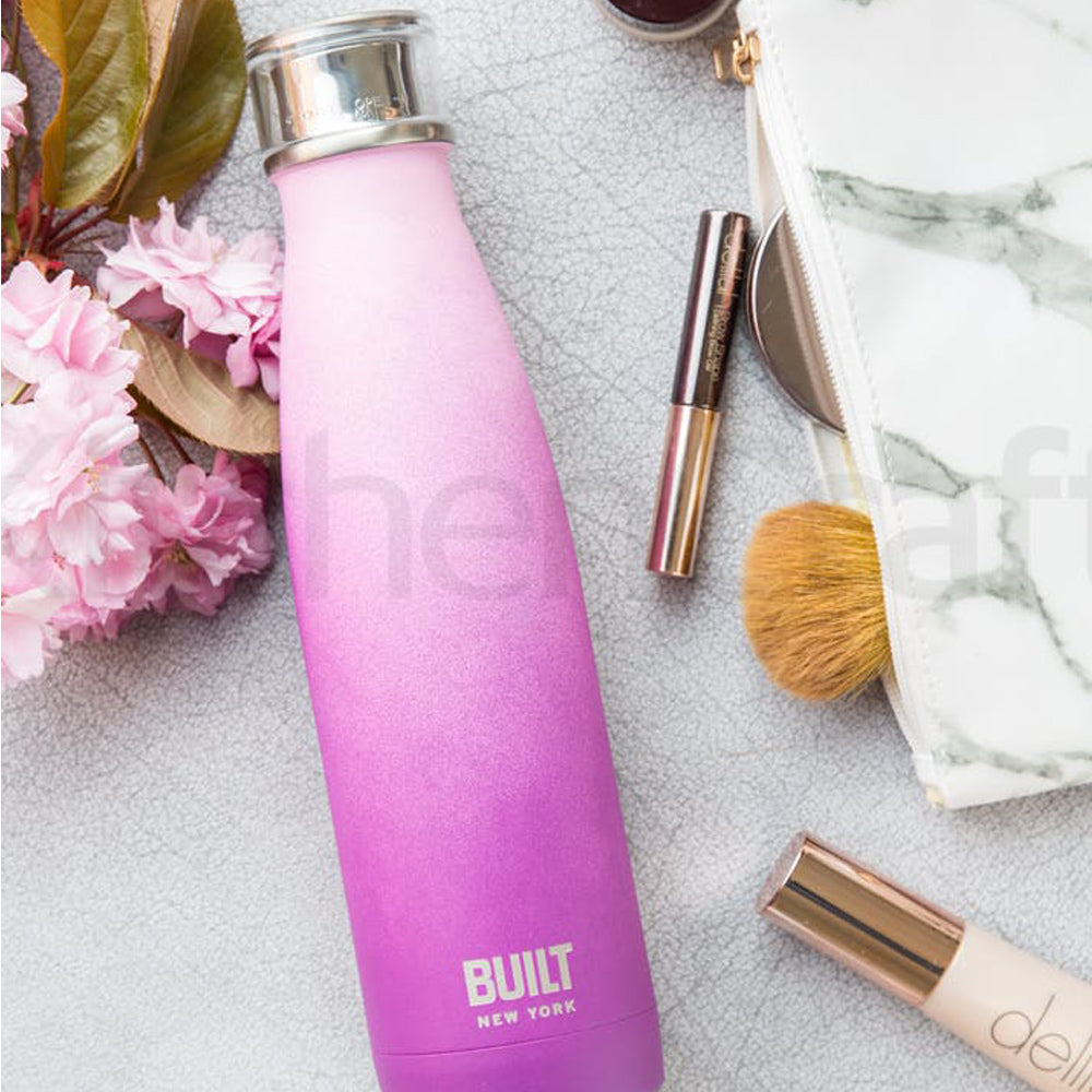 DRIKKEFLASKE 480ml PINK TO PURPLE OMBRE