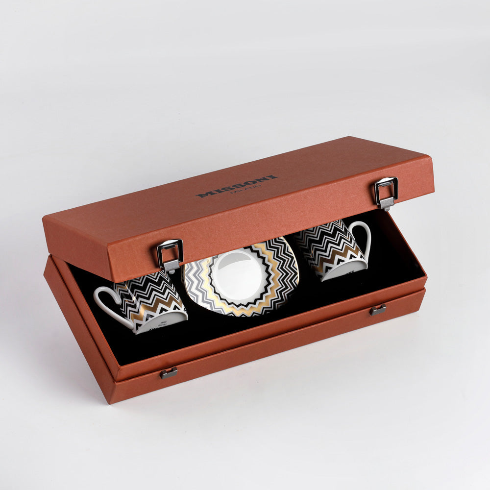 ZIG ZAG GOLD ESPRESSOKOPP M/SKÅL 2 STK