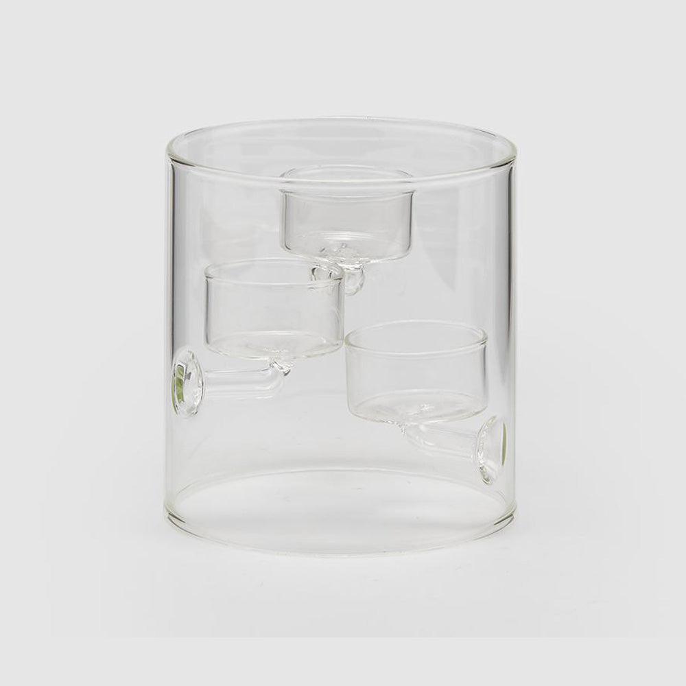 LYSHOLDER x3 - LITEN - NATURLIG GLASS