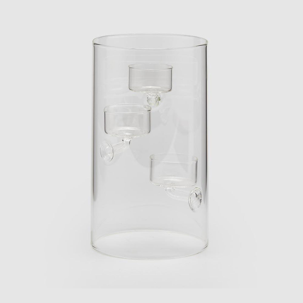 LYSHOLDER x3 - MEDIUM - NATURLIG GLASS